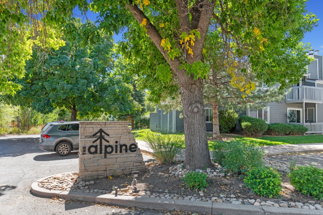 Entrance sign at The Alpine